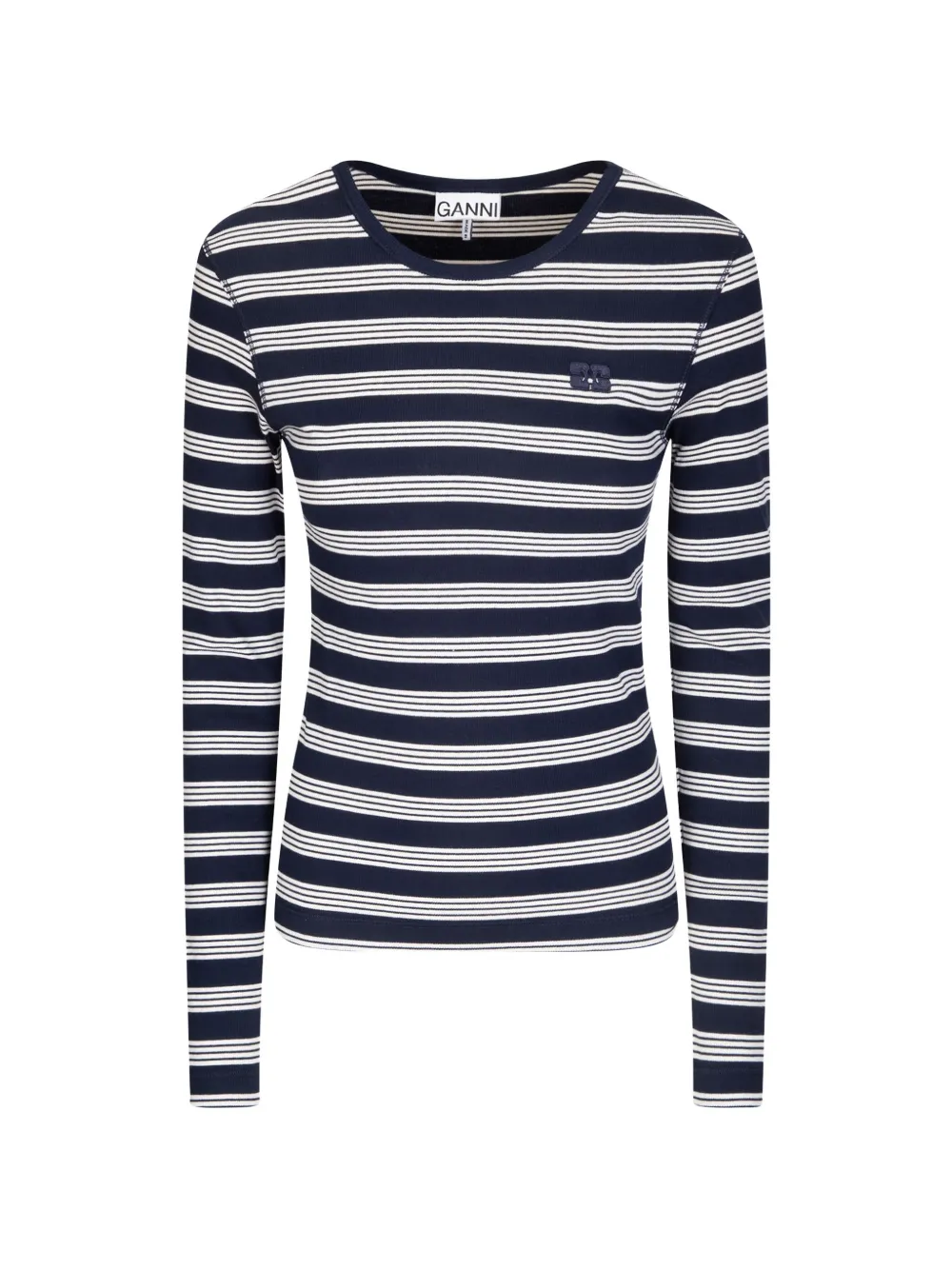 GANNI striped long-sleeve T-shirt - Blu
