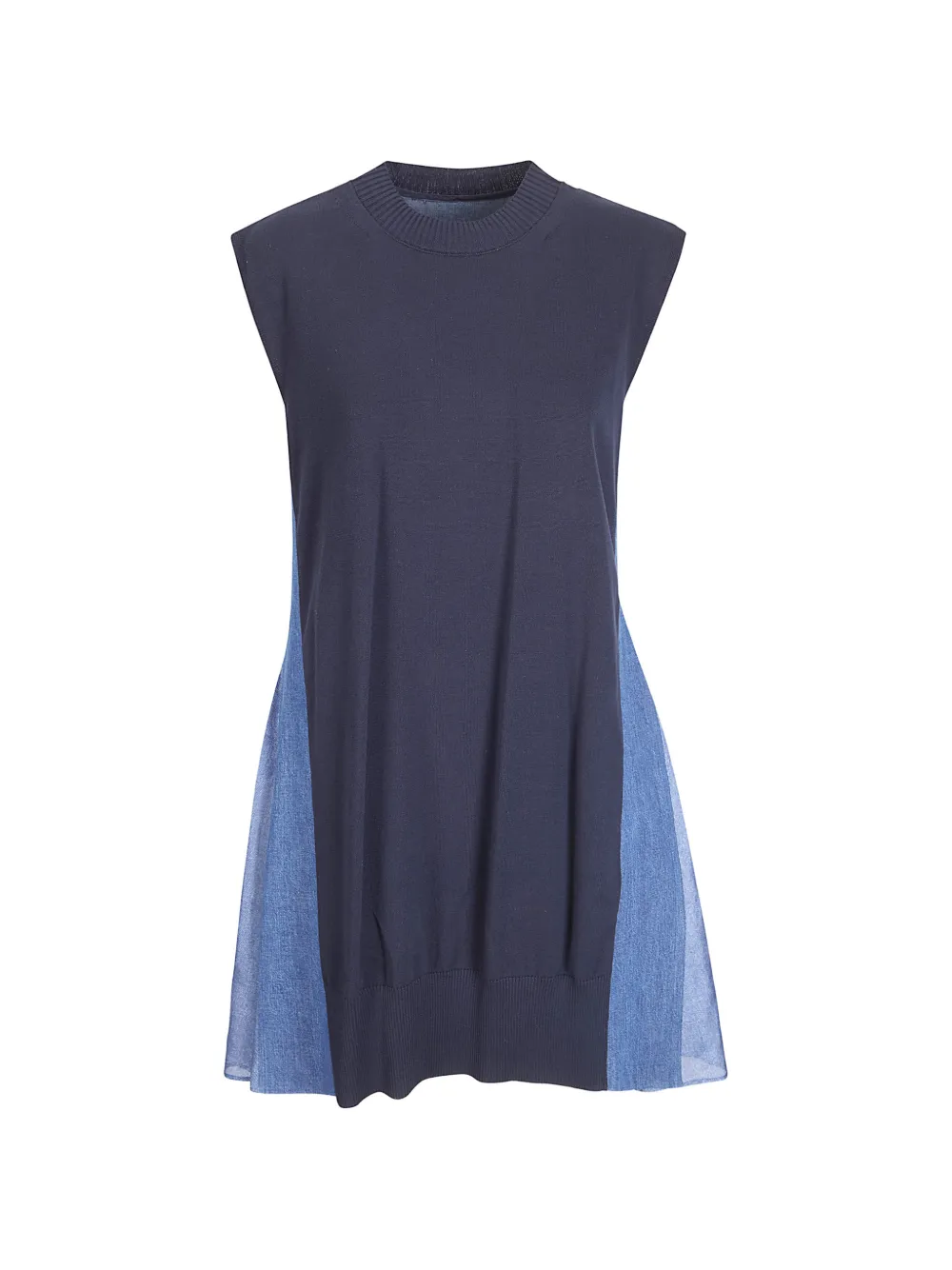 sacai denim knit mini dress - Blu