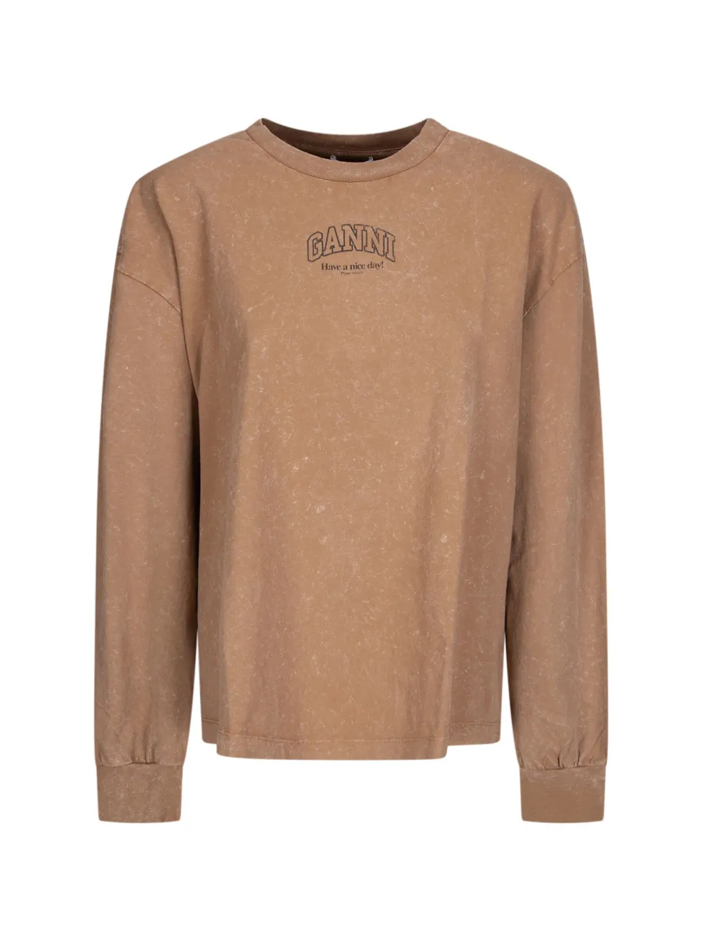 GANNI washed effect longsleeve T-shirt - Nude