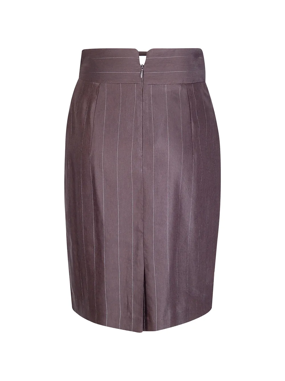 Tagliatore Pinstripe Pencil Skirt in Brown, view 2