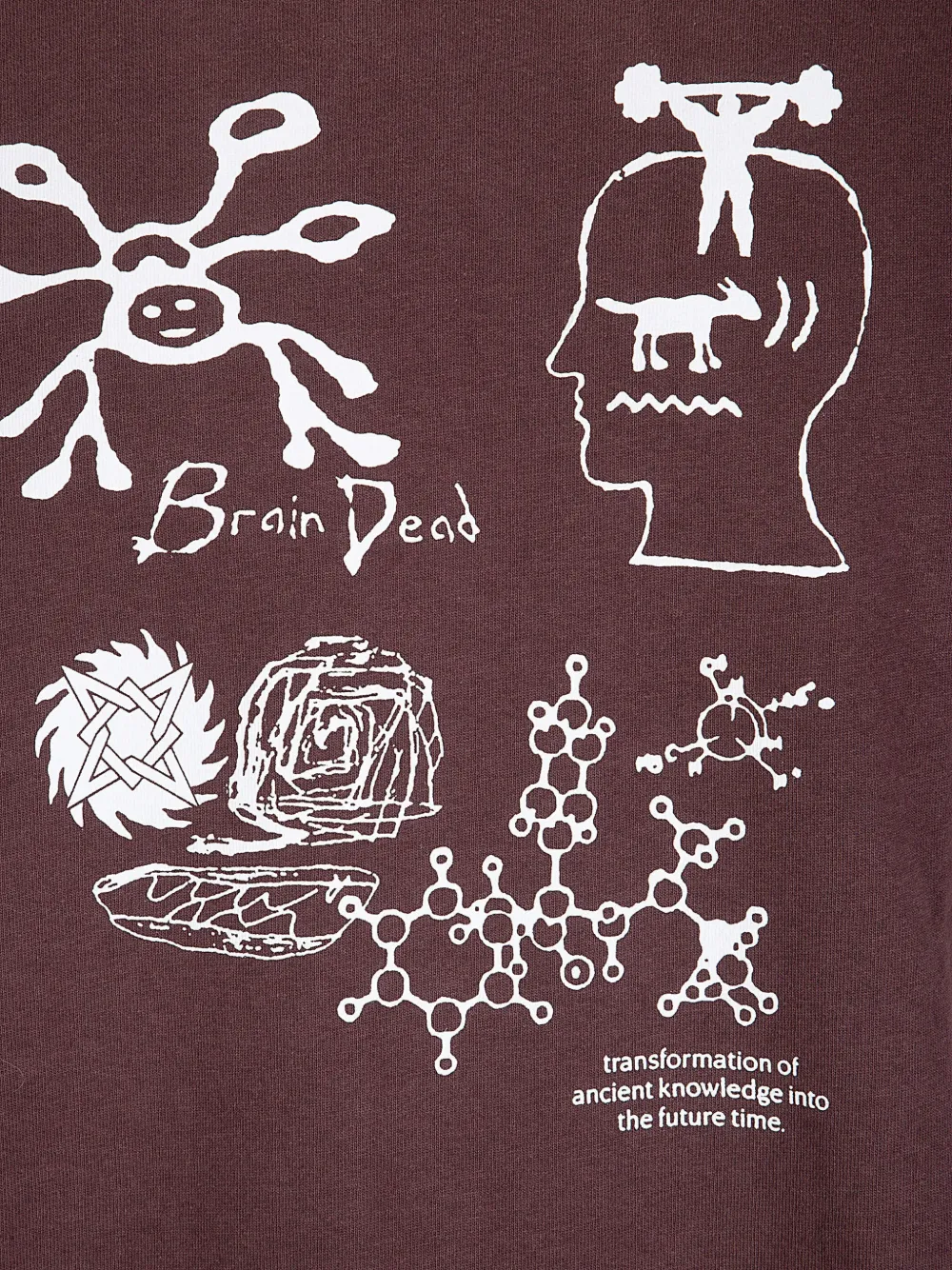  Brain Dead Ancient Knowledge Printed T-shirt - Red 
