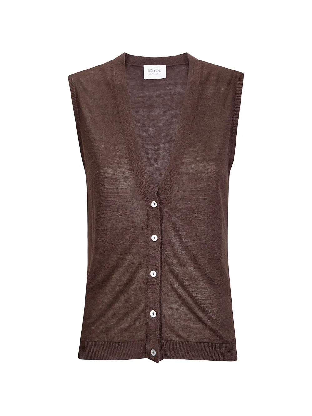 Be You V-neck Sleveless Cardigan In Brown