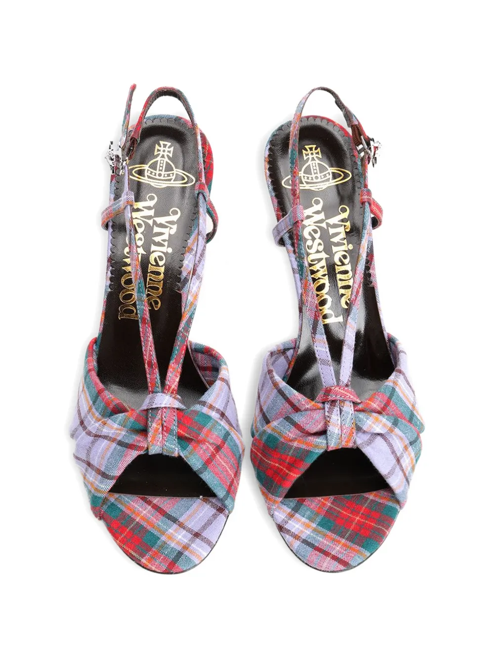 Vivienne Westwood Marilyn plaid knot sandals Paars