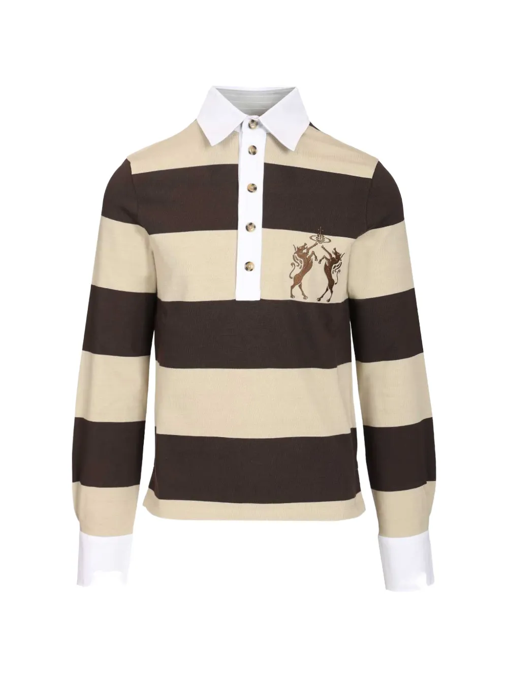 Vivienne Westwood striped embroidered rugby polo shirt - Marrone