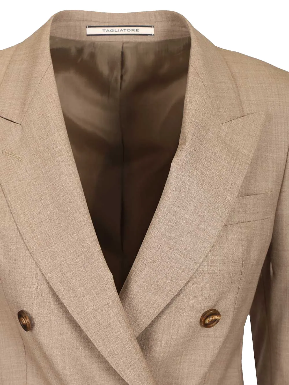 Tagliatore Wollen pak met dubbele rij knopen Beige