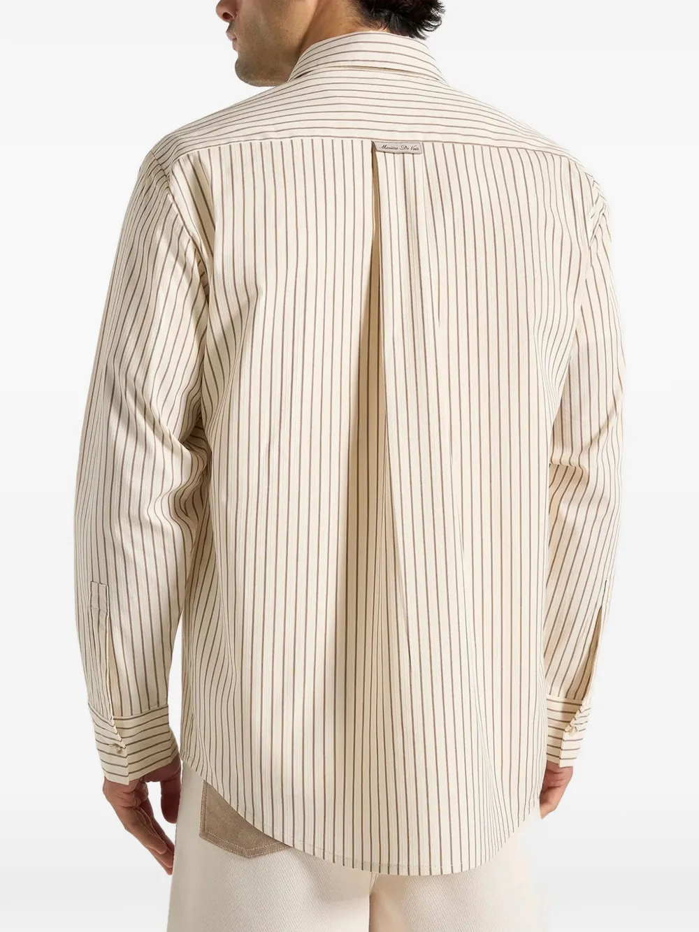 Manière De Voir Ronnie krijtstreep shirt met lange mouwen Beige