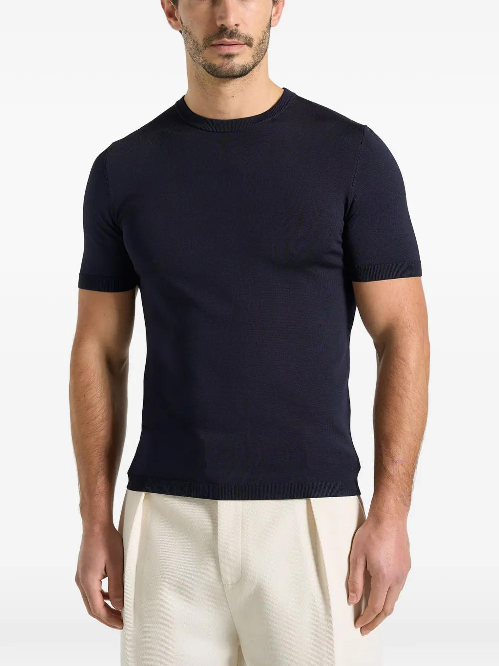 Manière De Voir TS010 gebreid T-shirt Blauw