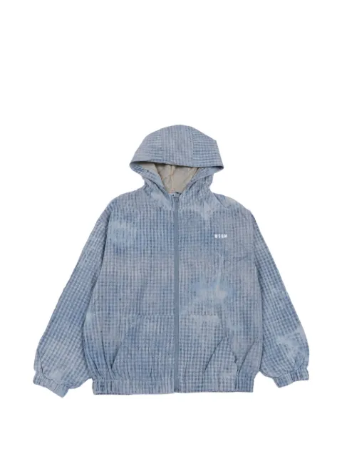 MSGM Kids hooded checked denim jacket