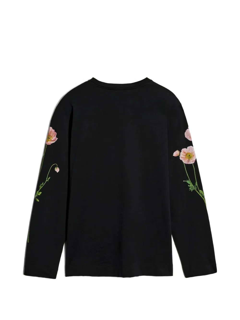  Simone Rocha Poppy Field-print Long-sleeve T-shirt - Black 