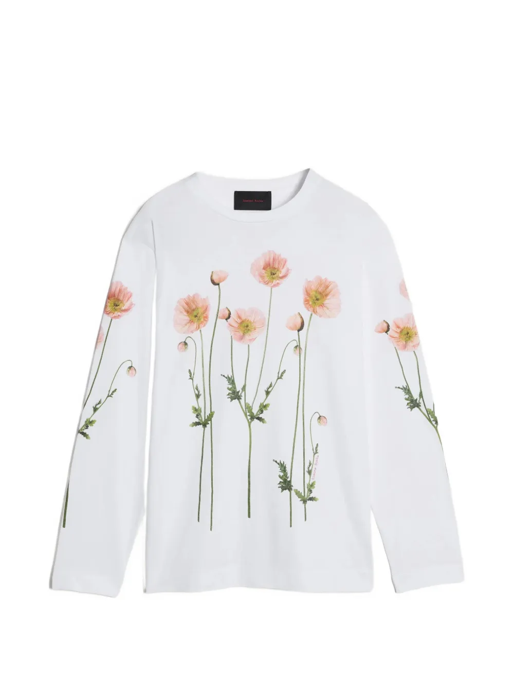 Simone Rocha Poppy field-print long-sleeve T-shirt - Bianco