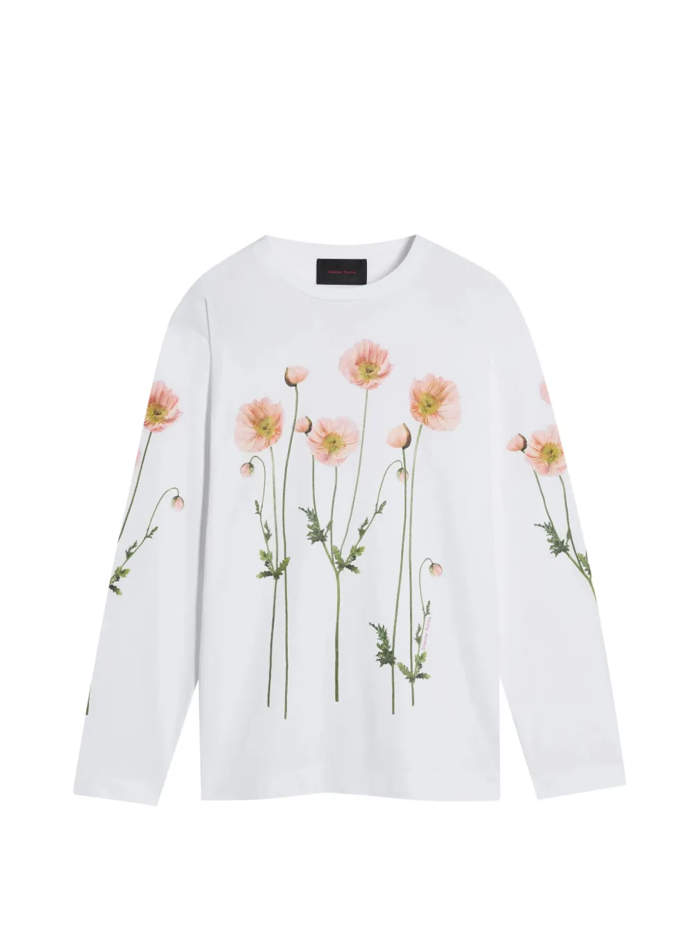 Simone Rocha Poppy field-print long-sleeve T-shirt - Bianco