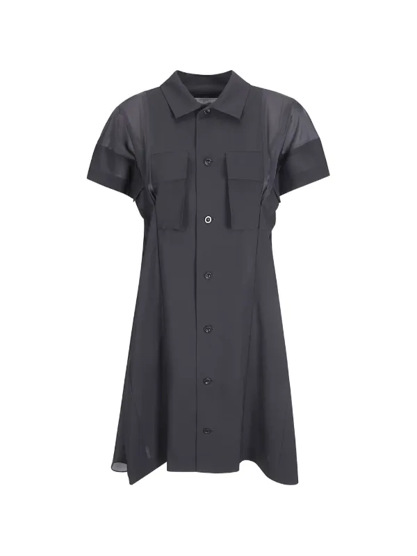Sacai Pocket Suiting Wool Mini Dress in Grey