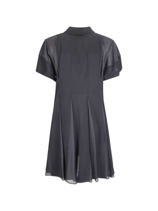 sacai mini dress Sacai Pleated Striped Cotton-blend Poplin Mini Dress - Women - Blue Dresses