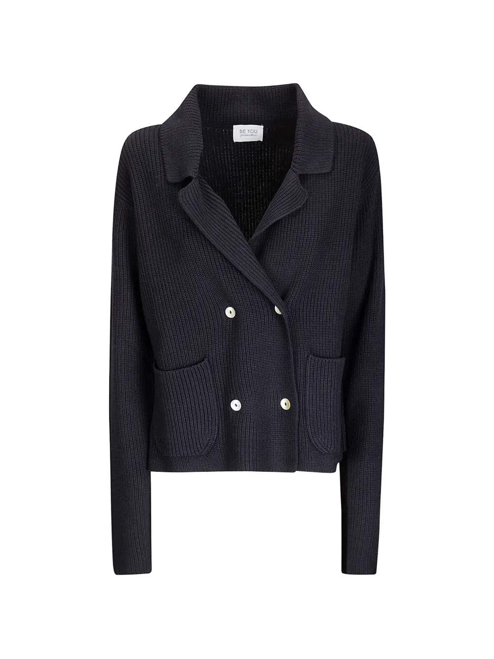 Be You Double-breasted Cardigan In Blue