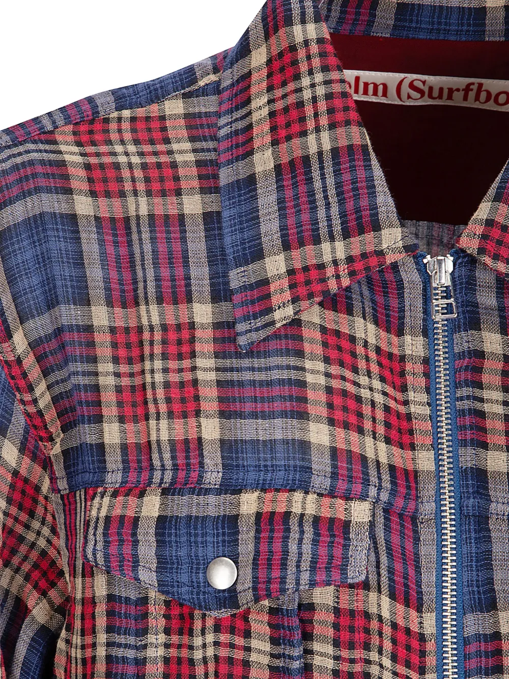 Stockholm Surfboard Club Geruit shirtjack met rits Blauw