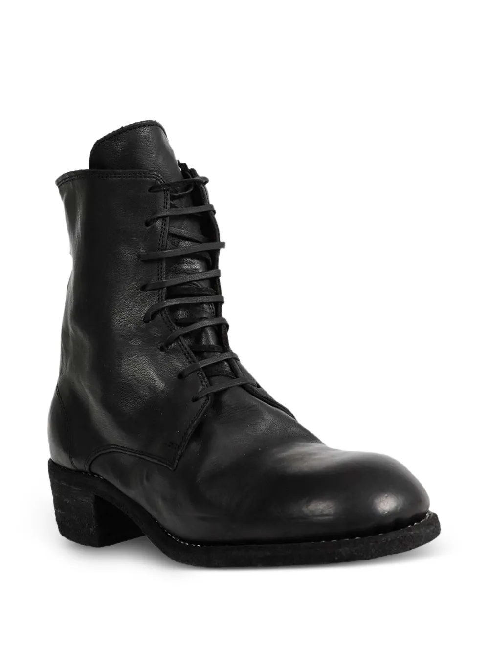  Guidi Lace-up Leather Ankle Boots - Black 