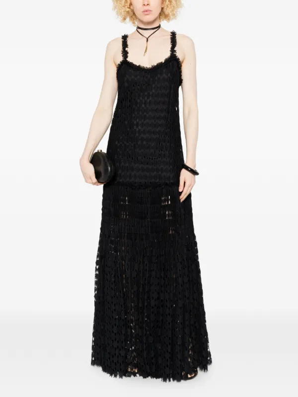 ulla johnson maxi dress ruffled-detail | Black Ulla Johnson Lina Floral Jersey