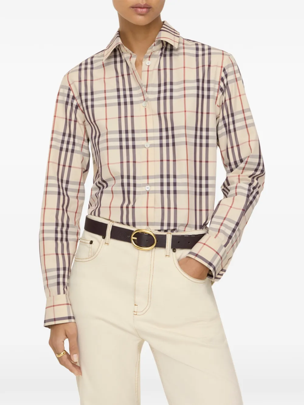  Burberry Regular Fit Check Cotton Shirt - Neutrals 