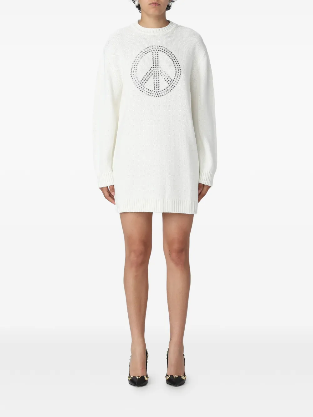 MOSCHINO JEANS embellished peace dress - Nude