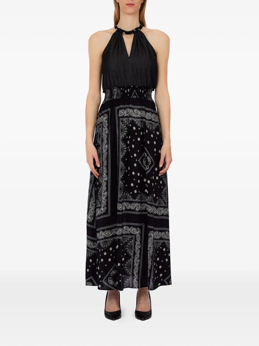 LIU JO paisley V-neck dress - Nero