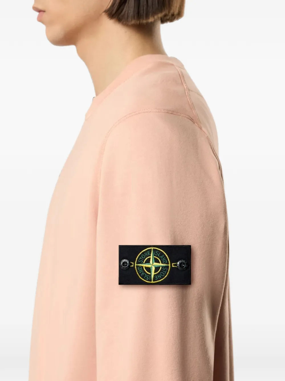 Stone Island 6100060 Organic Cotton Fleece Regular-fit Crew-neck Sweatshirt with Raglan Sleeves in Pink, view 2