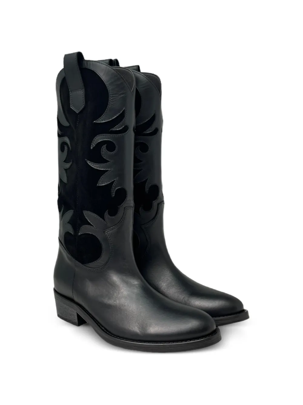  Via Roma 15 Venice Appliqué Boots - Black 