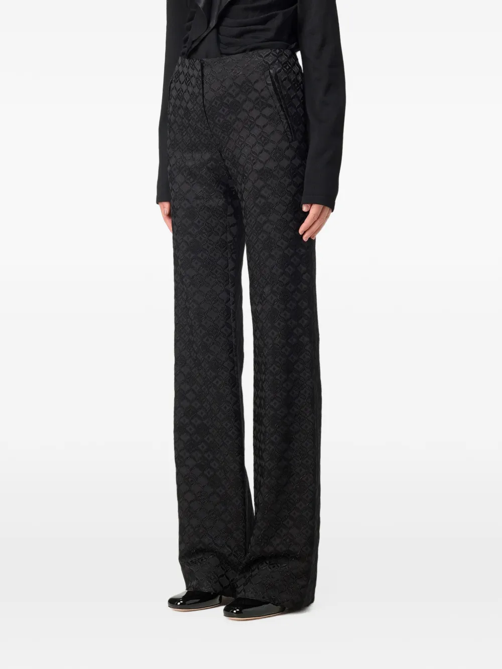 Alberta Ferretti Straight broek met jacquard-patroon Zwart