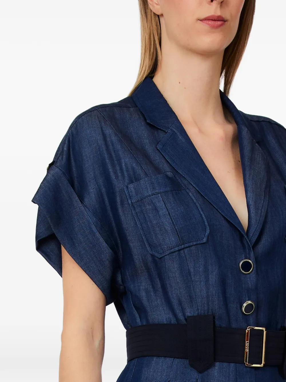 LIU JO Jumpsuit met knopen en ceintuur Blauw