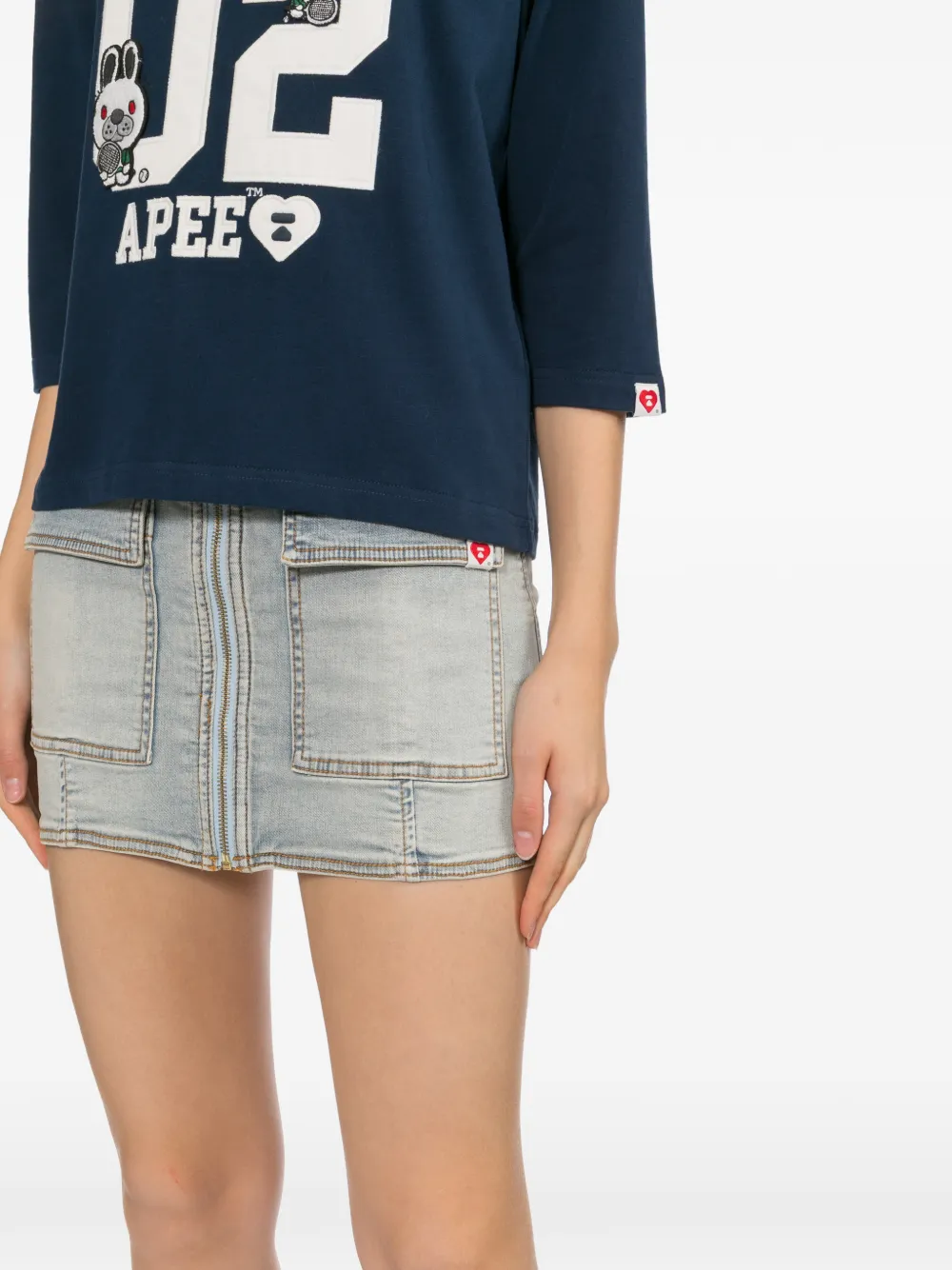 APEE™ by *A BATHING APE Denim rok met logopatch Blauw