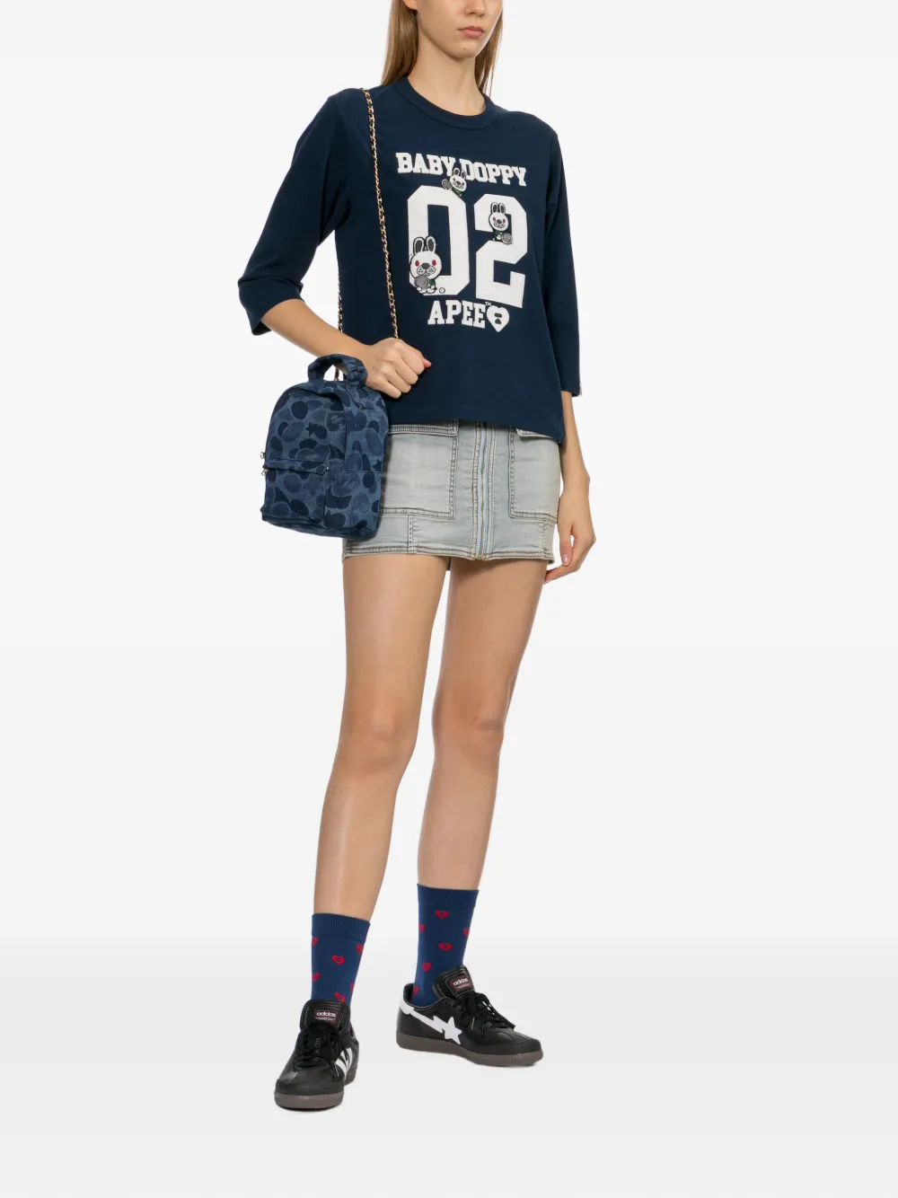 APEE™ by *A BATHING APE Denim rok met logopatch Blauw
