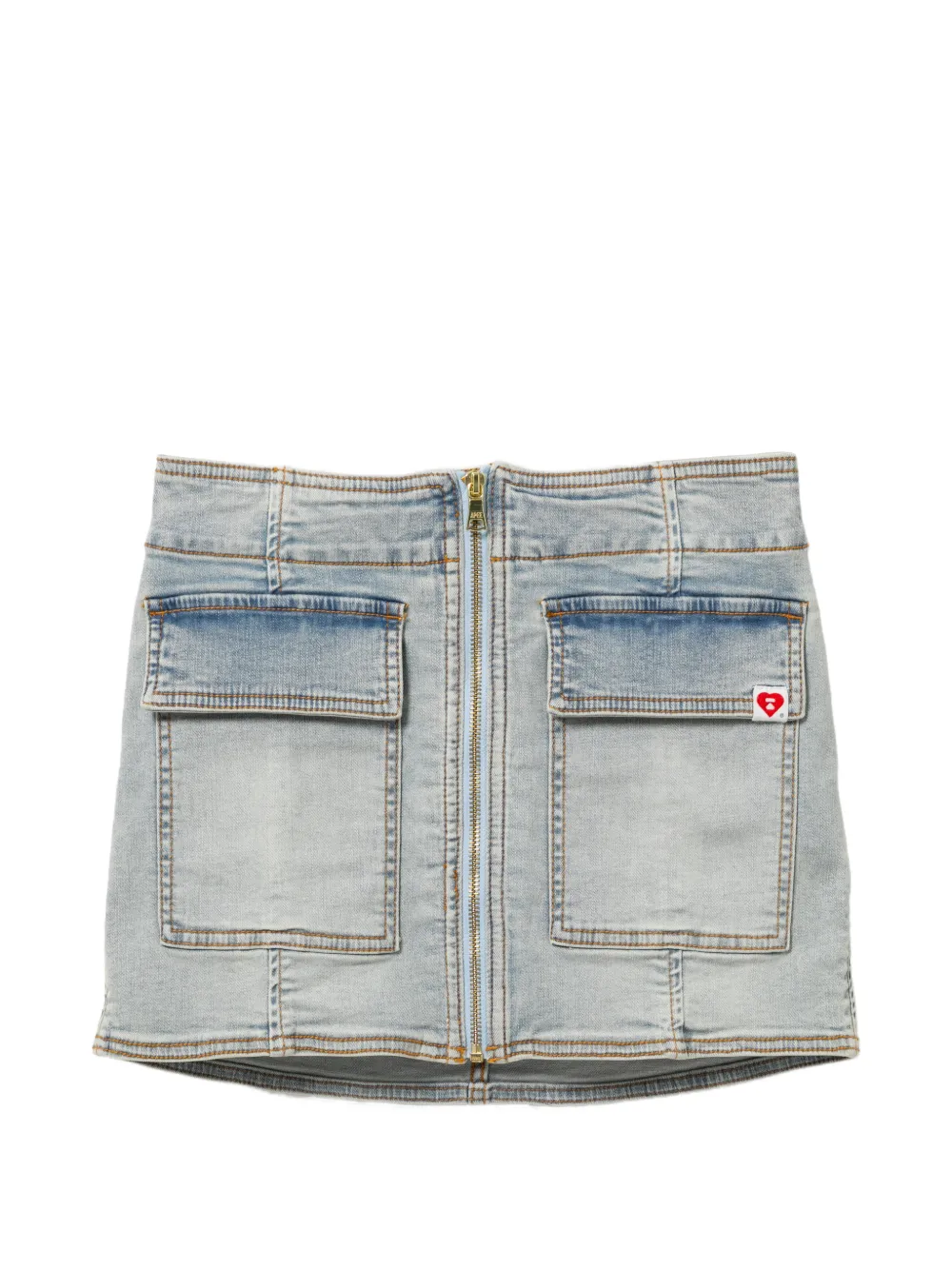 APEE™ by *A BATHING APE® Gonna denim con applicazione - Blu
