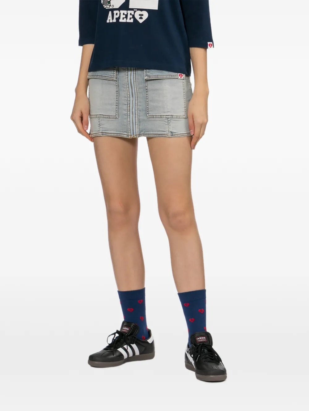 APEE™ by *A BATHING APE Denim rok met logopatch Blauw