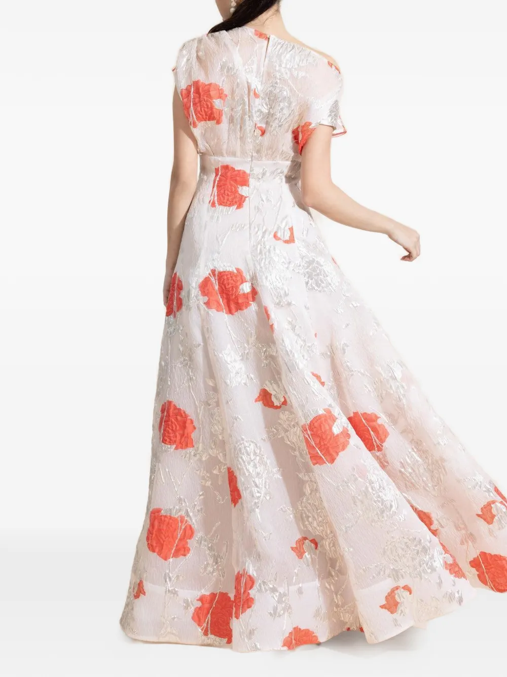  Lela Rose Drape Floral Gown - White 
