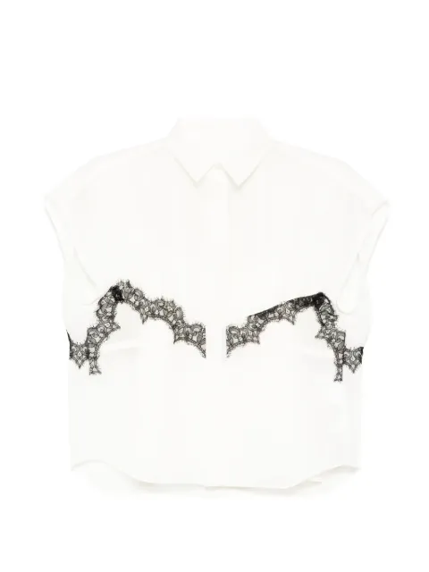 sacai lace-trimmed semi-sheer blouse