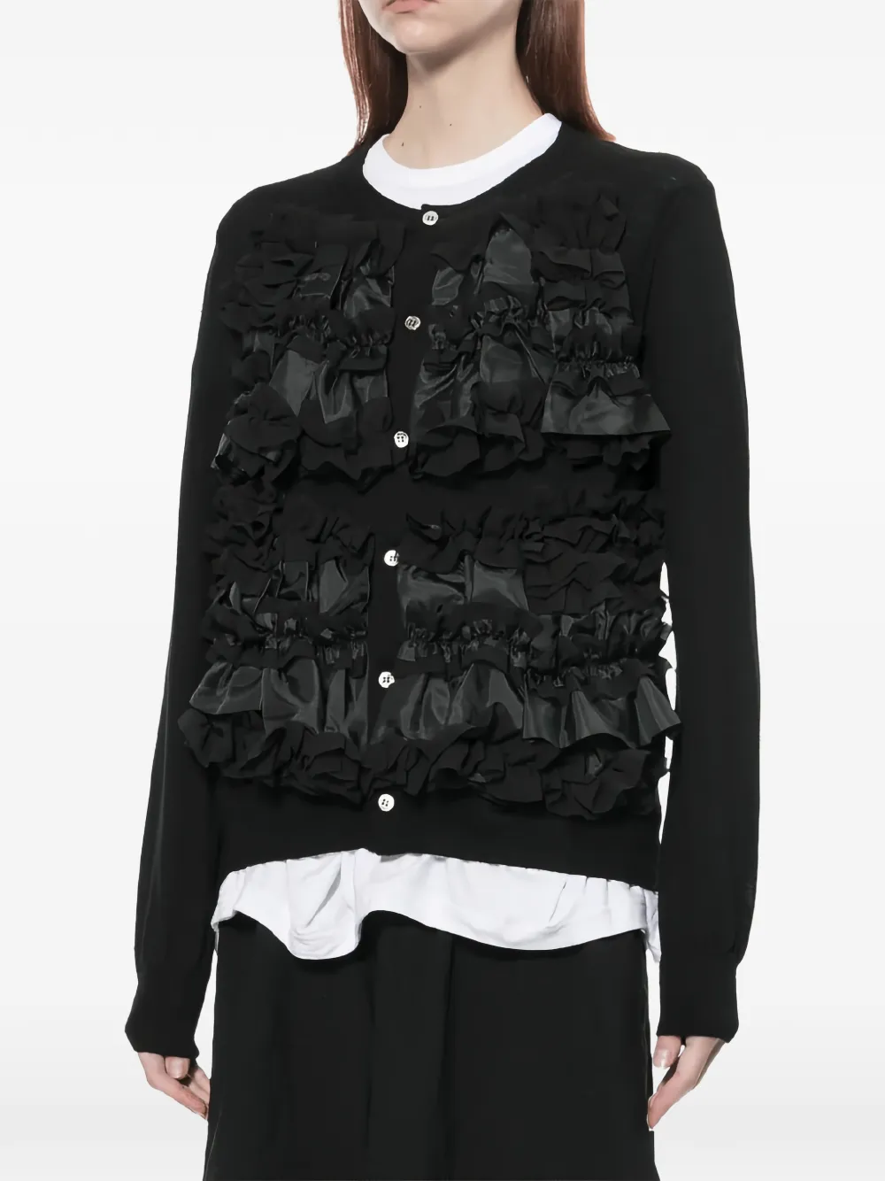 Comme Des Garçons Comme Des Garçons ruffled button-up cardigan Zwart