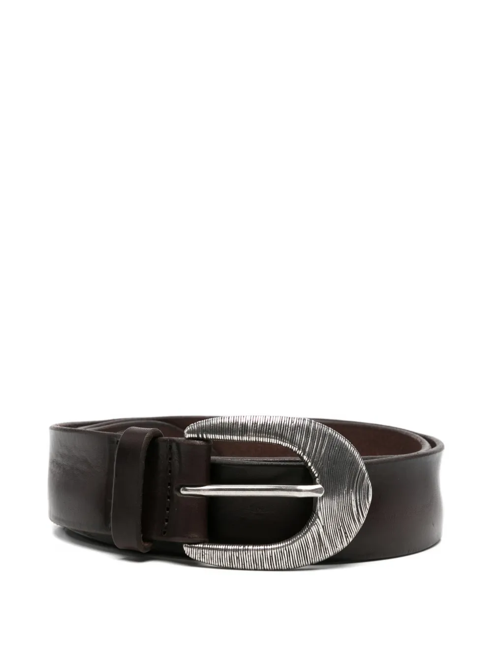Orciani engraved-buckle leather belt - Marrone