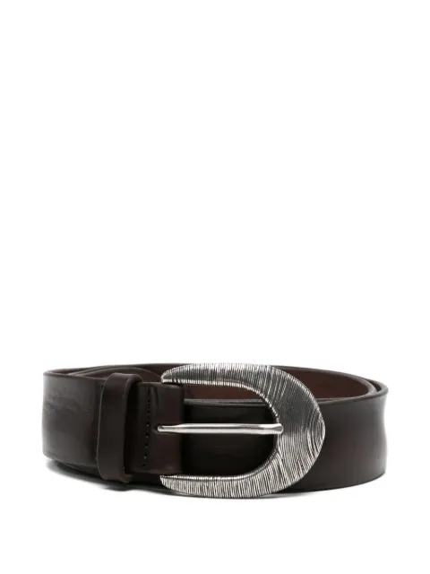 Orciani engraved-buckle leather belt
