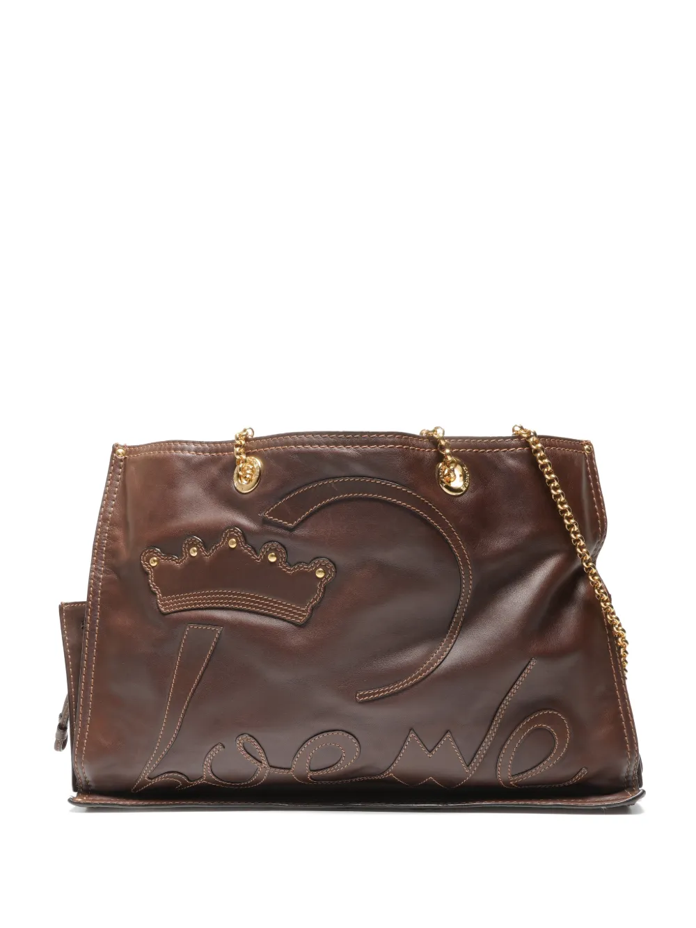 Loewe Pre-Owned 2010-2020s appliqué chain shoulder bag - Marrone