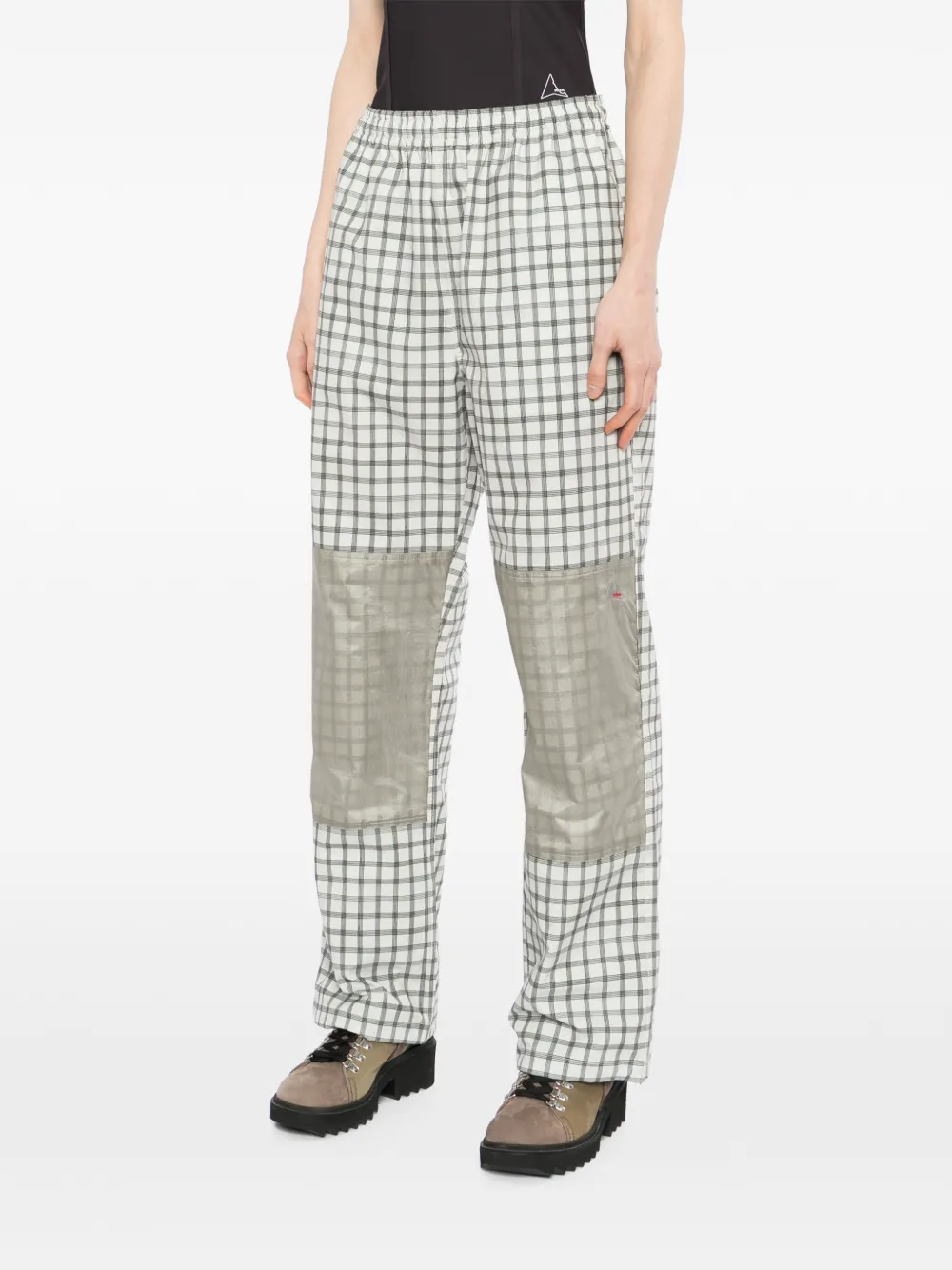  Roa Aair Floweave Printed Check Elasticated Waistband Pants - White 