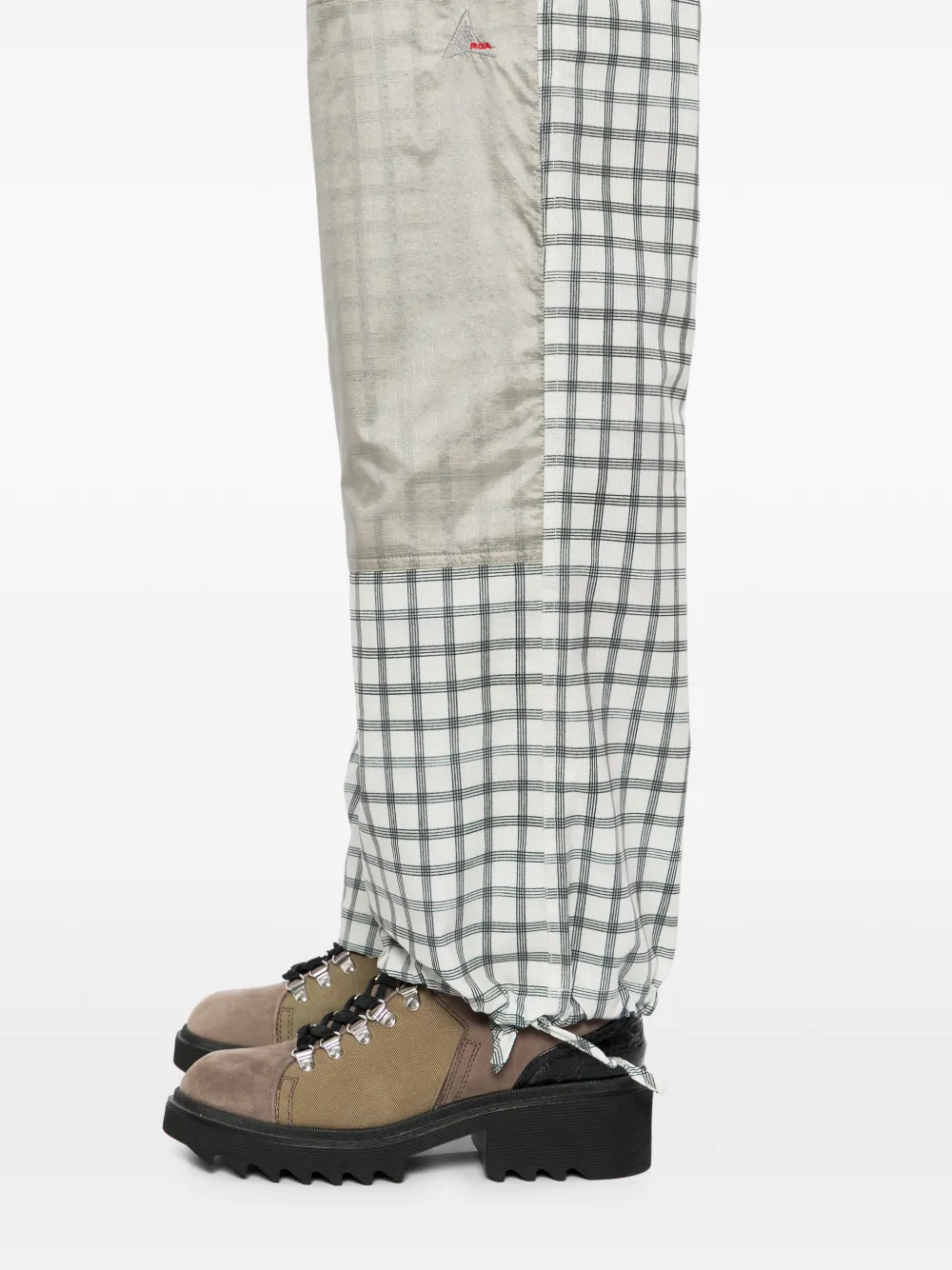 ROA Air Floweave geruite broek met elastische tailleband Wit