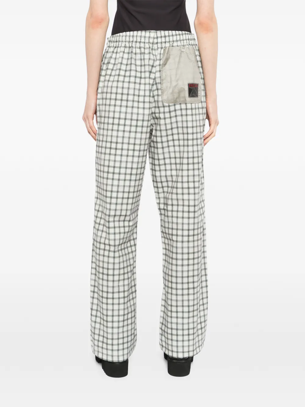ROA Air Floweave geruite broek met elastische tailleband Wit
