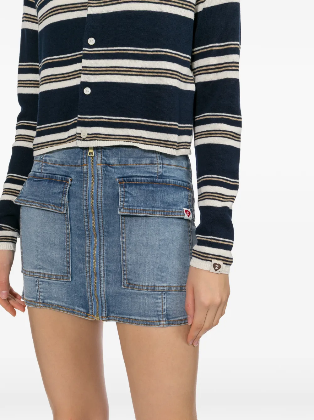 APEE™ by *A BATHING APE Denim rok met logopatch Blauw