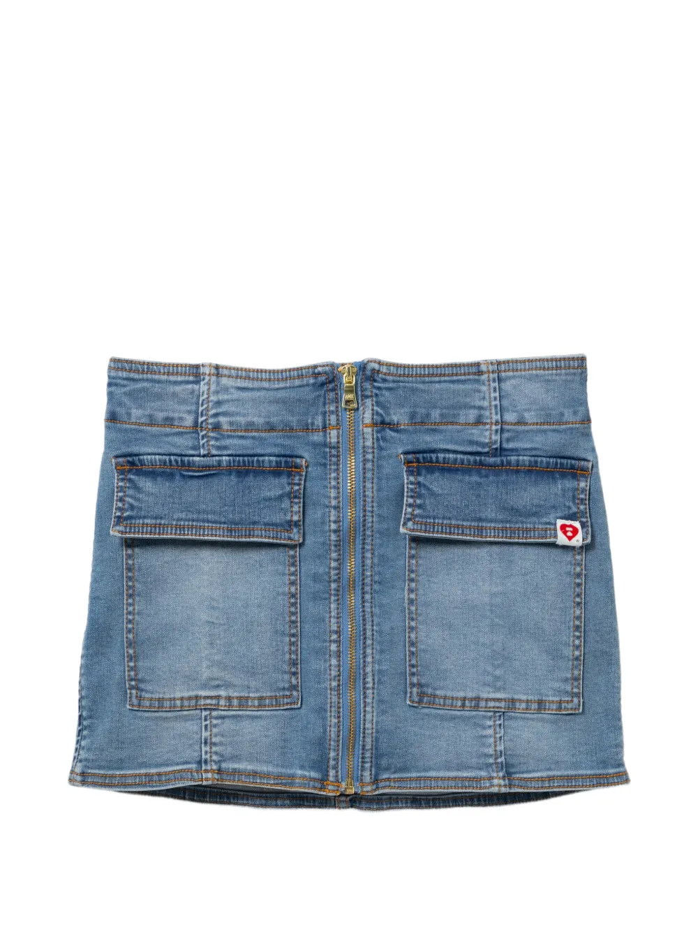 APEE™ by *A BATHING APE® Gonna denim con applicazione - Blu
