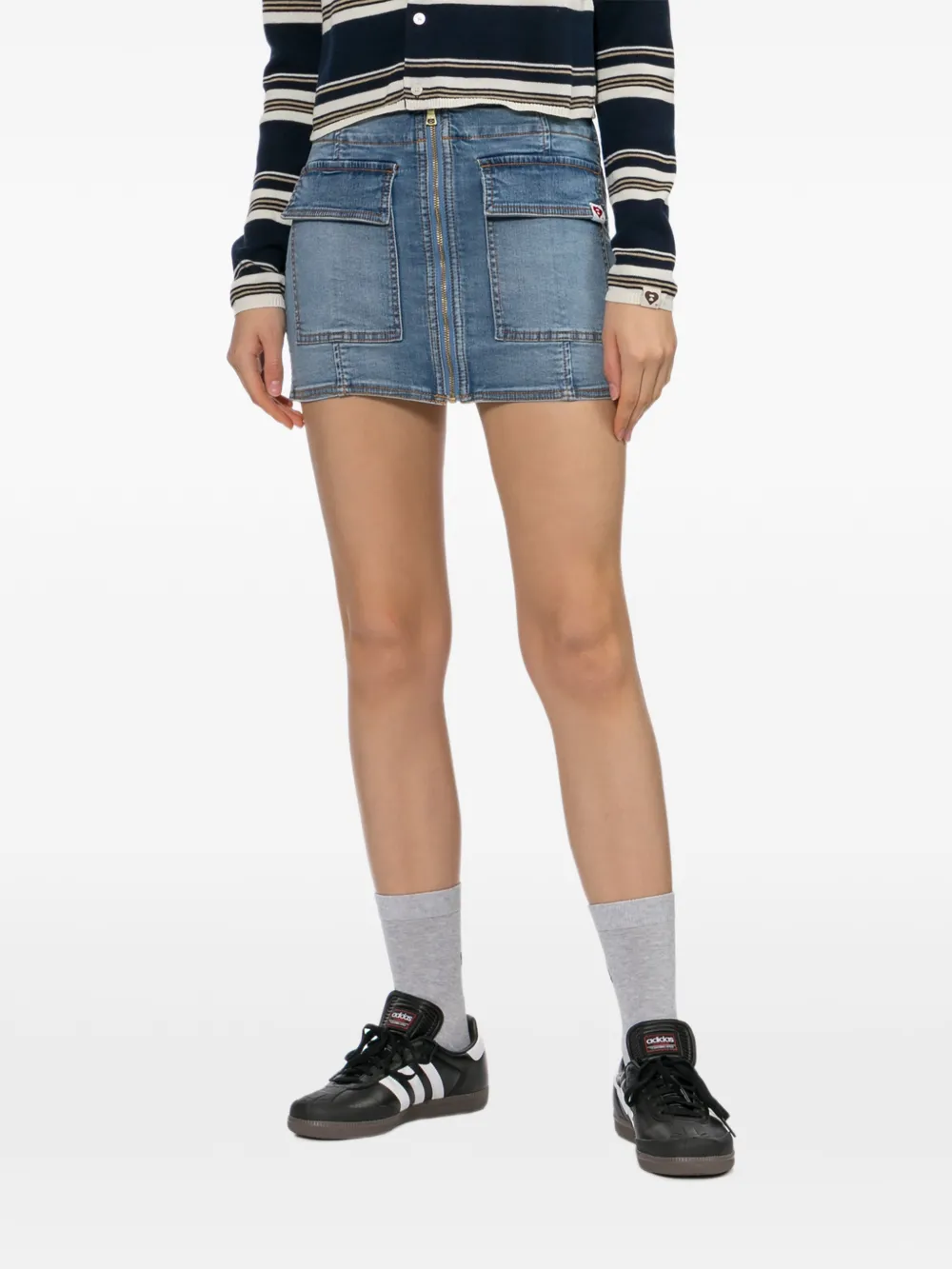 APEE™ by *A BATHING APE Denim rok met logopatch Blauw