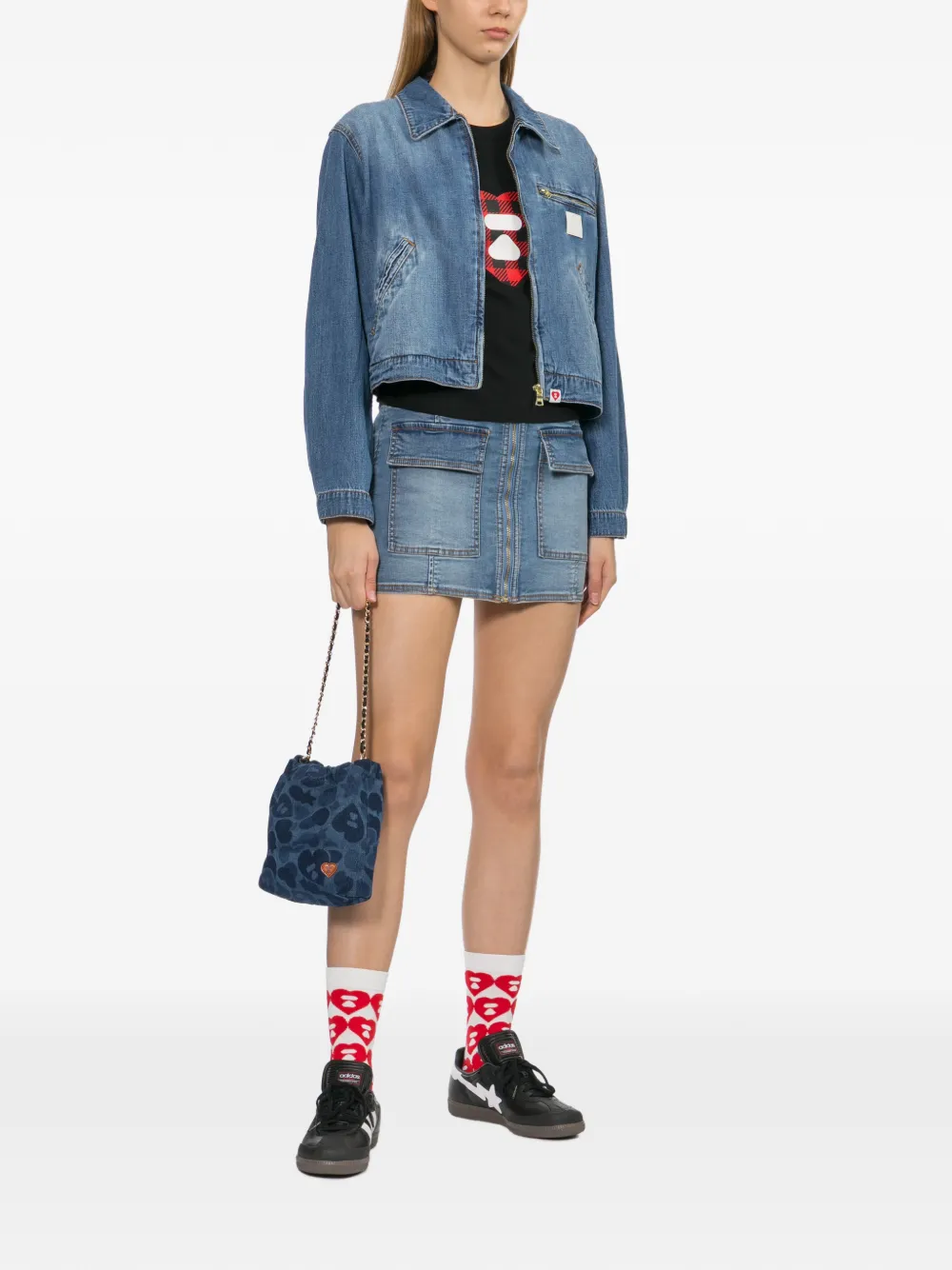 APEE™ by *A BATHING APE Denim jack met logopatch Blauw