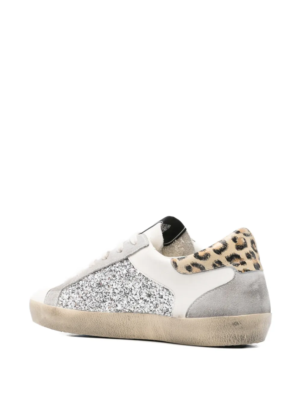 4B12 Suprime sneakers met luipaardprint en glitters Zilver