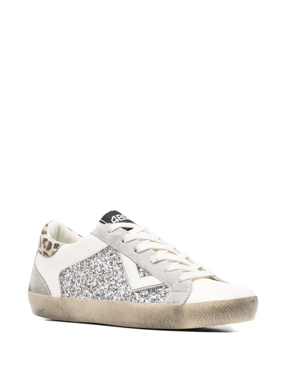 4B12 Suprime sneakers met luipaardprint en glitters Zilver