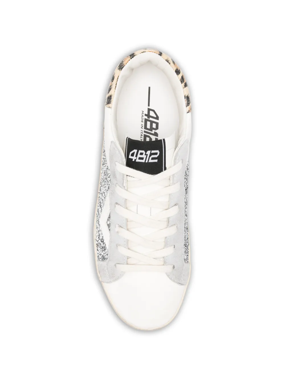 4B12 Suprime sneakers met luipaardprint en glitters Zilver