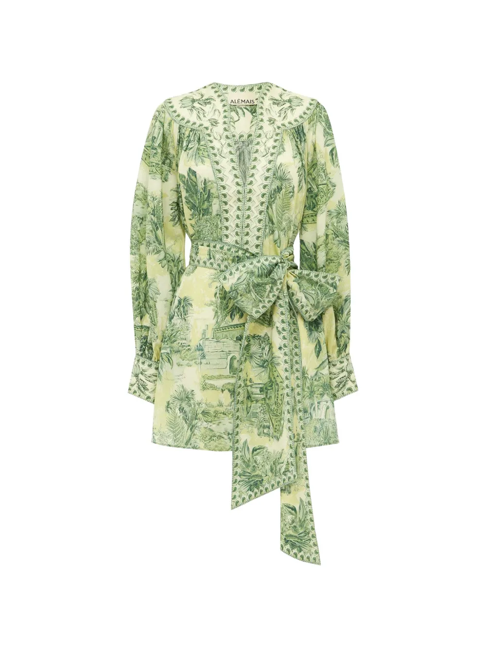 ALEMAIS Sara bow printed mini dress - Toni neutri