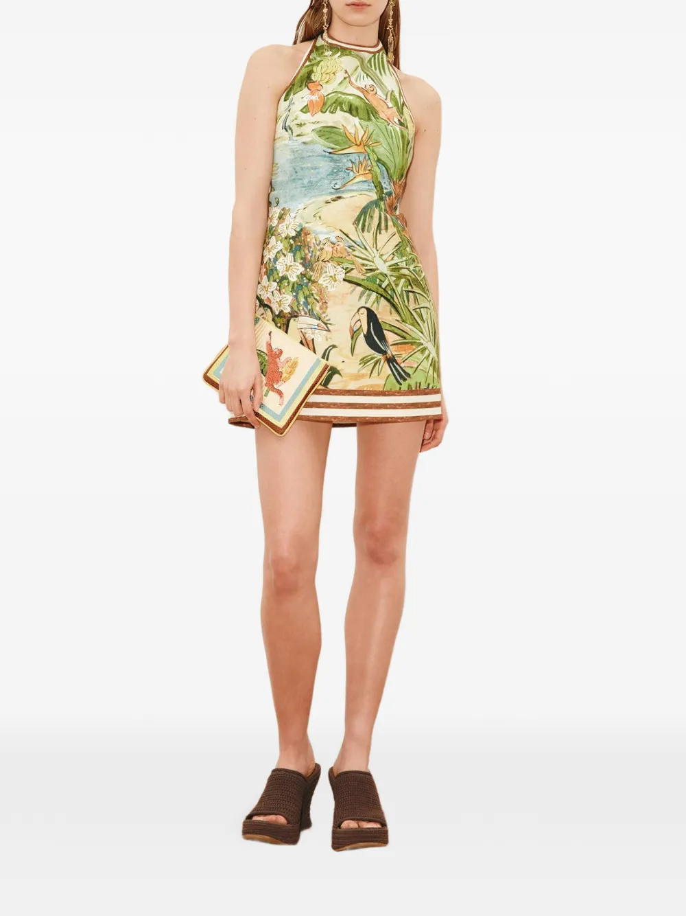  Alemais Toucan Tango Halter Printed Mini Dress - Green 